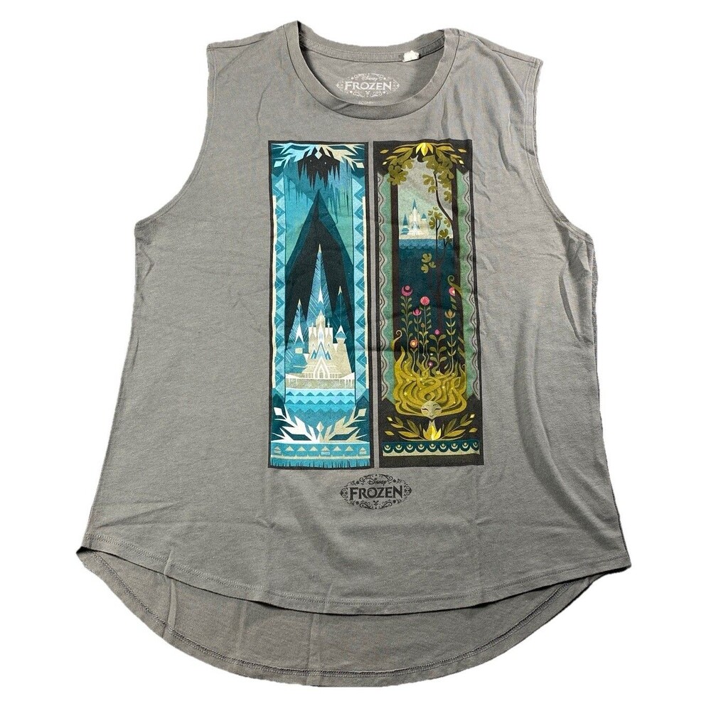FROZEN (2013) Official Disney Mirror Anna & Elsa Sleeveless T-Shirt Size L